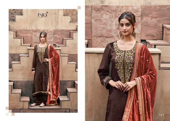 Naqush By Esta Silk Velvet Designer Wedding Salwar Suits Wholesale Shop In Surat